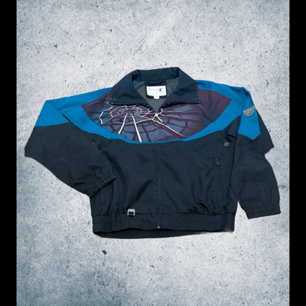 Spyder Jacket Windbreaker Kids Size 14 Black Blue Coat Boulder Colorado CO Boys
